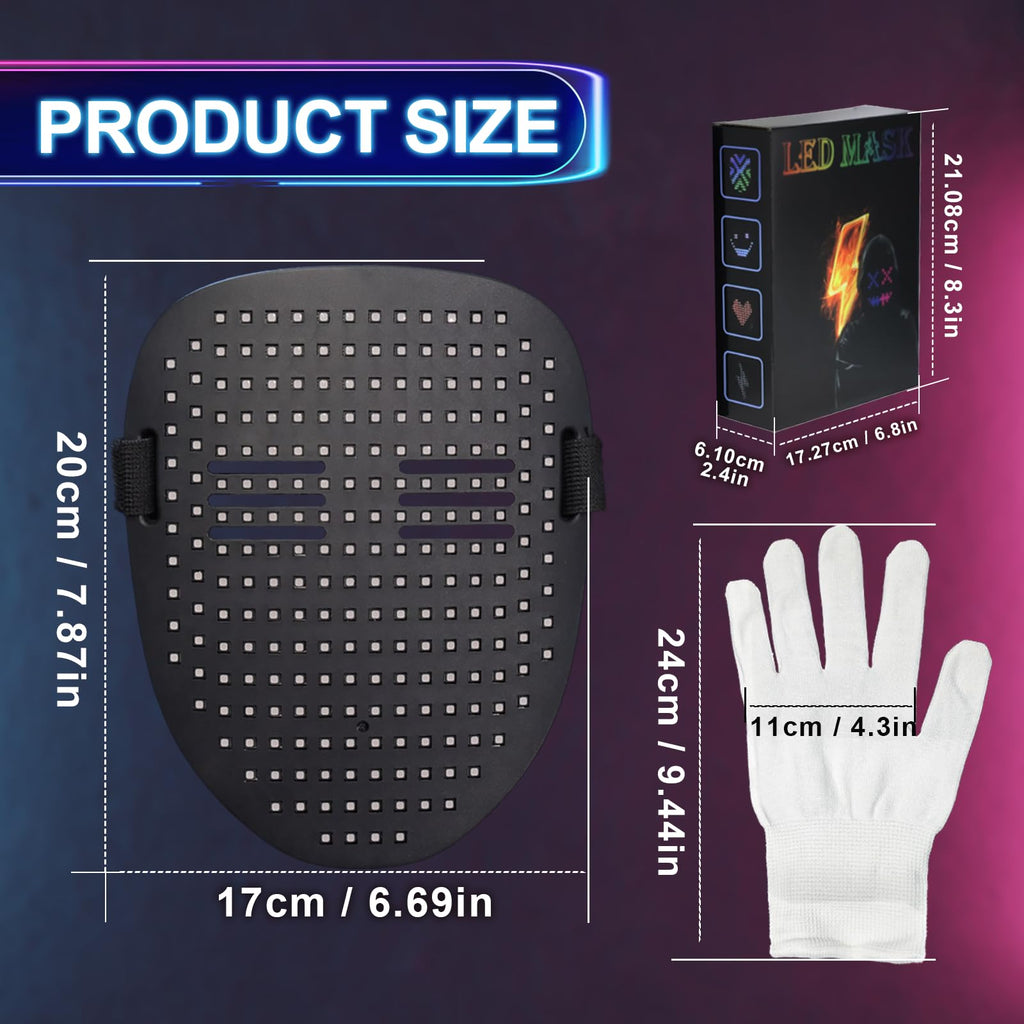 LED Light Up Mask with Gloves Set, Halloween Costume Cool Stuff for Adults