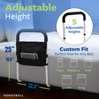 HONEYBULL Bed Rails for Elderly Adults - Medical Bed Assist Rail with Support Bar, Storage Bag & Safety Strap, Fits King, Queen, Full, and Twin Beds – Mobility Assistance for Elderly or Disabled