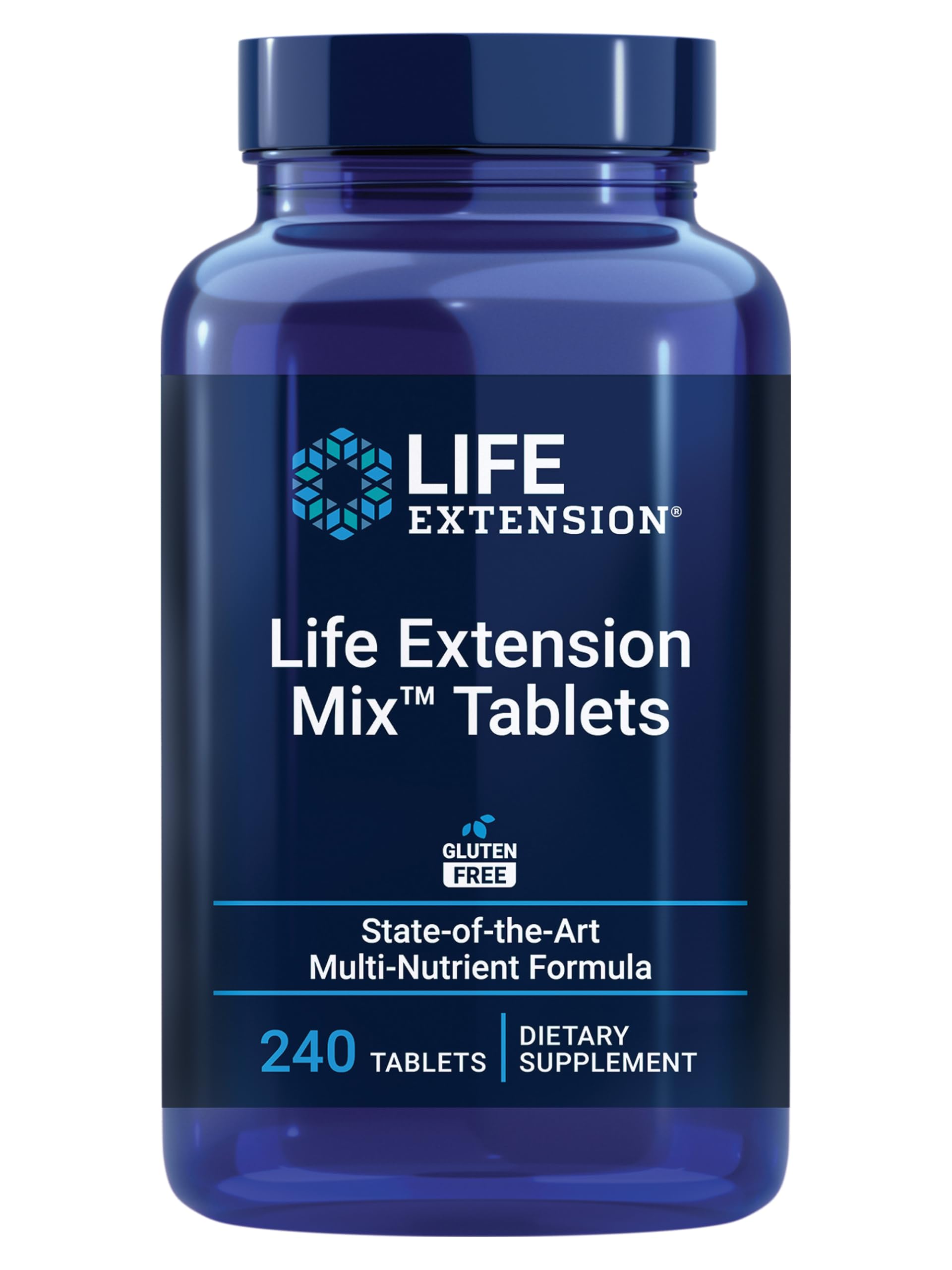 Life Extension Mix Tablets, high-Potency, Advanced Vitamin, Mineral, Fruit & Vegetable Formula, Vitamin C, B, D, E, Magnesium, for Whole-Body Health, Healthy Aging, Gluten-Free, 240 Tablets