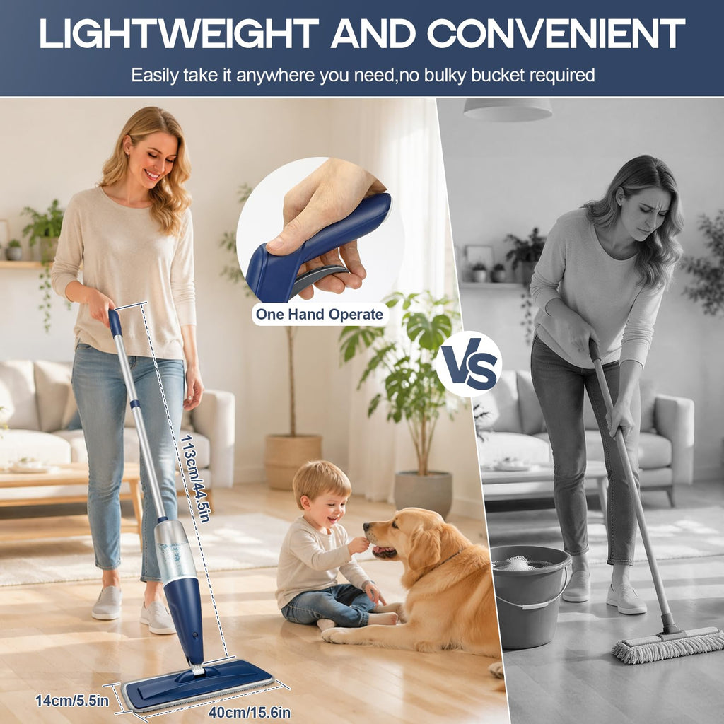 Microfiber Spray Mop for Hardwood Floors Cleaning with 3 Washable Pads