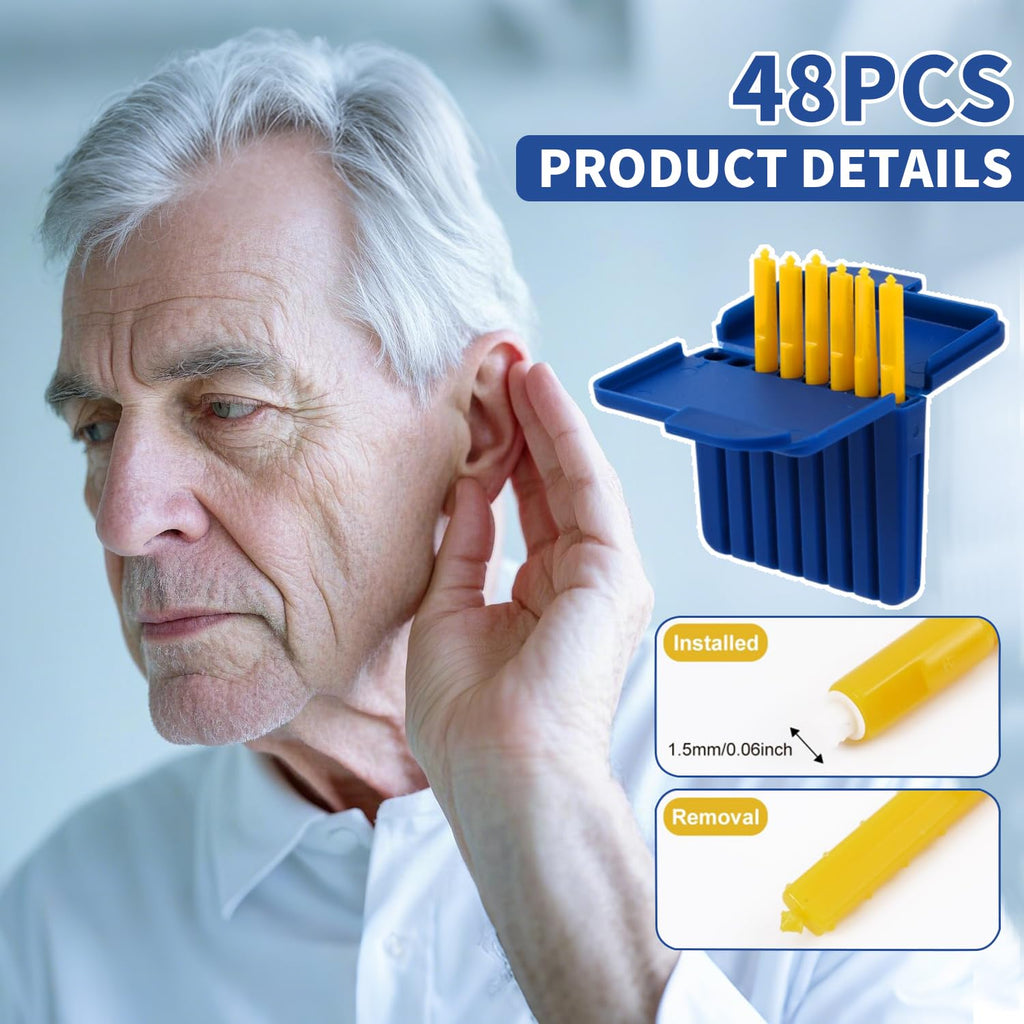 MUUPEG 48Pcs Hearing Aid Filters for Starkey, Hearing Aid Wax Guards Filters, Ear Replacement Parts Cleaning Tool Accessories and Supplies, (6 Packs)
