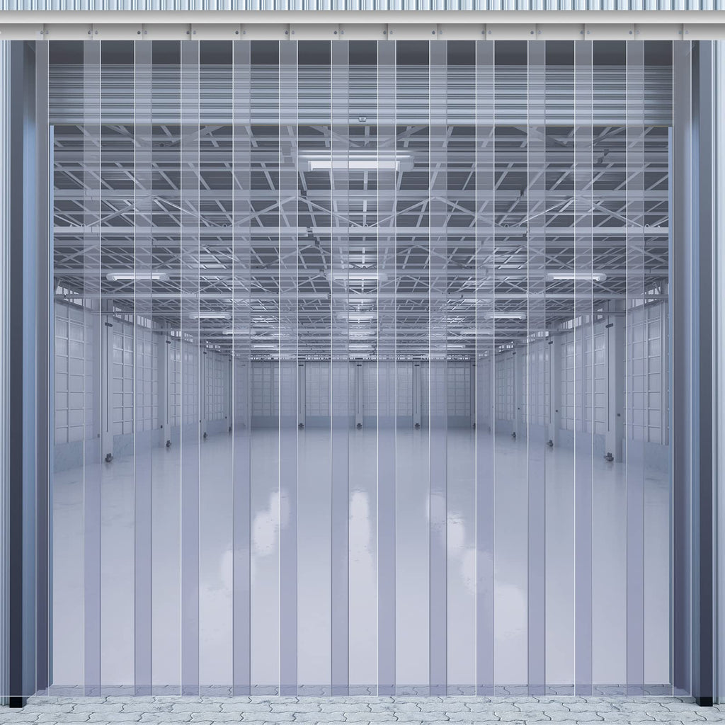 Juexica 96 x 96 Inch PVC Strip Door Curtain Kit, Heavy Duty Waterproof Clear Door Curtain for Walk-in Cooler, Freezer, Warehouse & Garage, Hurricane Shutters, Energy Saving and Easy Install(Clear)
