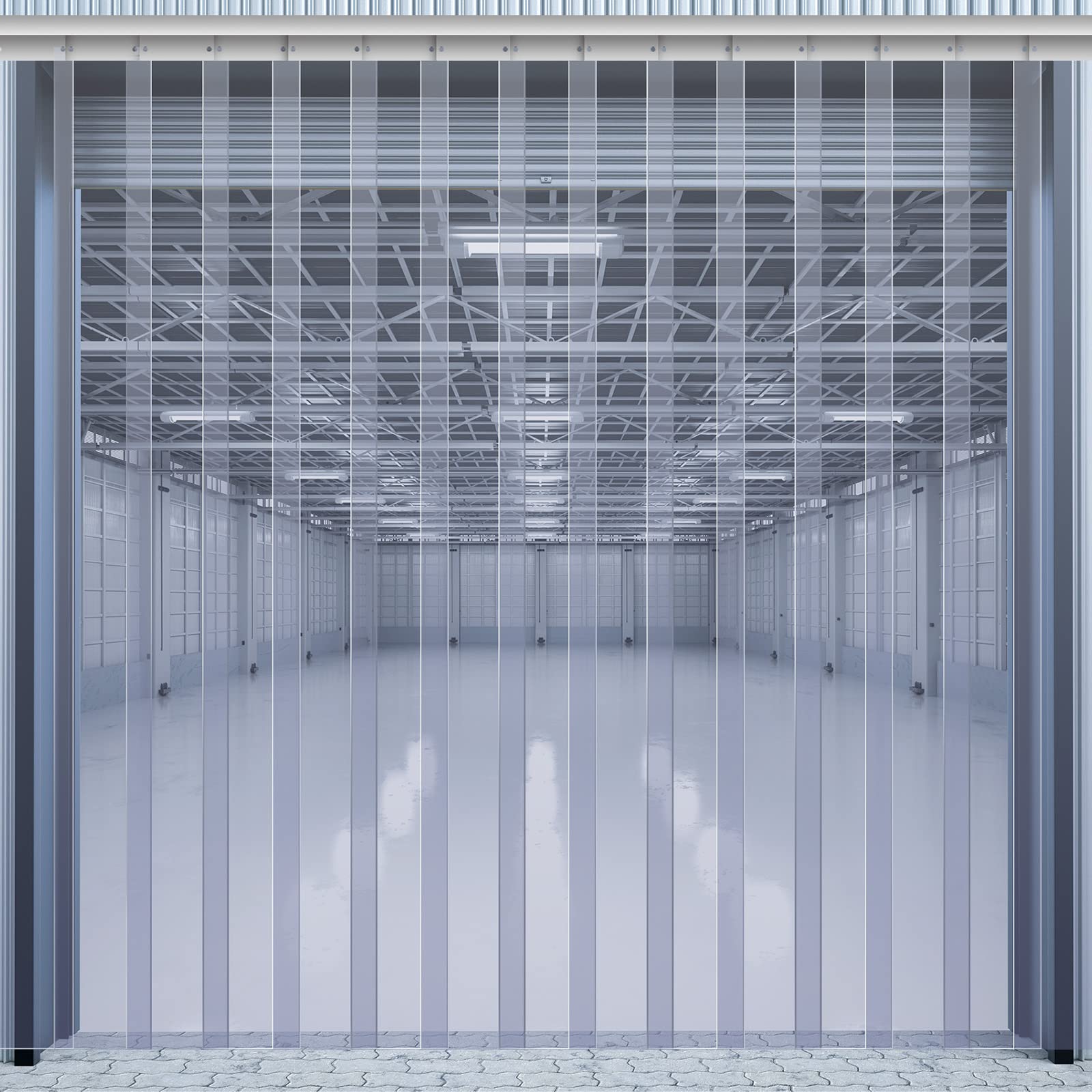Juexica 96 x 96 Inch PVC Strip Door Curtain Kit, Heavy Duty Waterproof Clear Door Curtain for Walk-in Cooler, Freezer, Warehouse & Garage, Hurricane Shutters, Energy Saving and Easy Install(Clear)