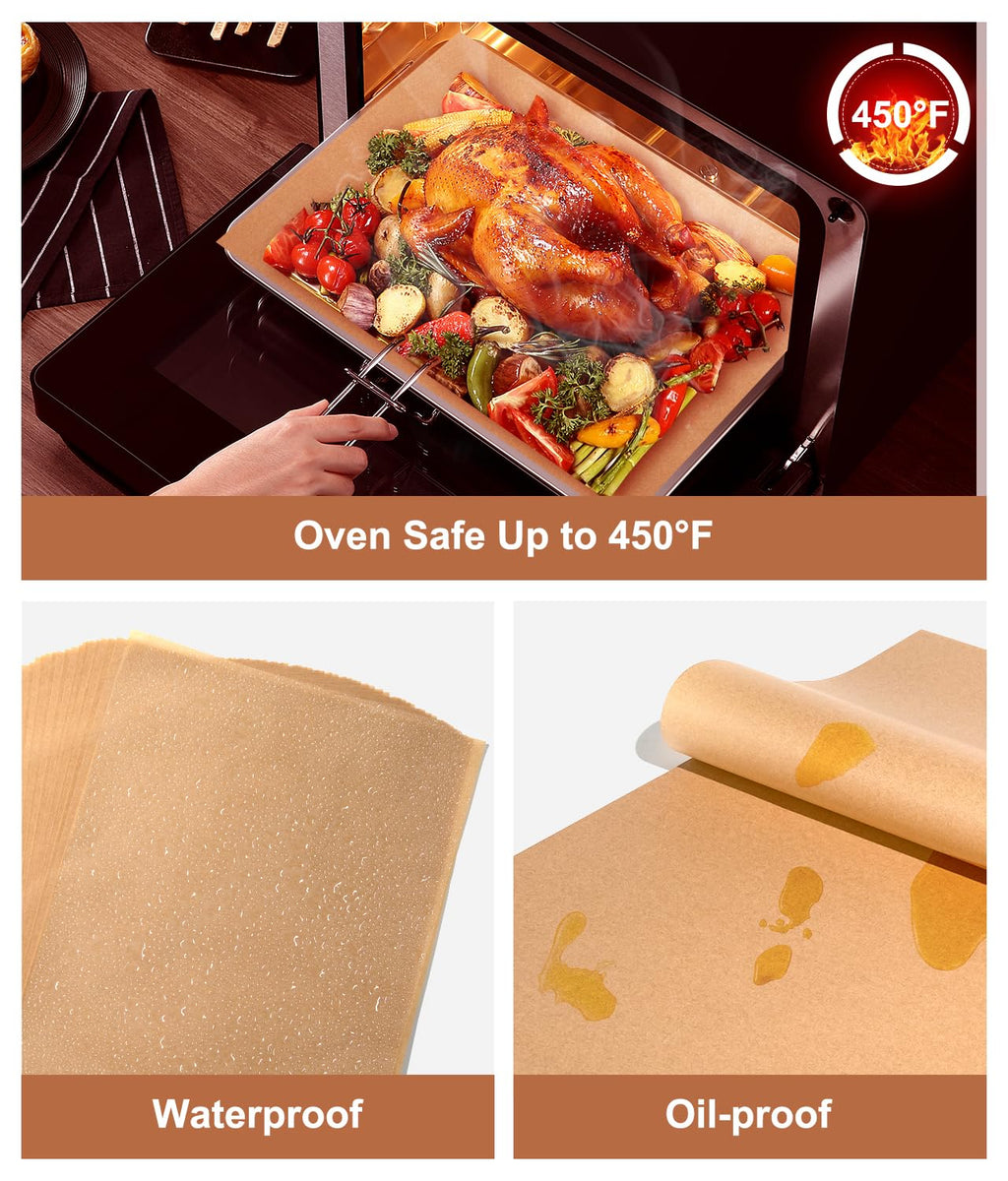 300 Pcs Unbleached Parchment Paper Sheets, 12x16 Inch Precut Baking Paper for Baking Sheet, Non-Stick Parchment Paper for Baking, Oven, Air Fryer, Grilling, Steaming, Cookies, Bread, Cake