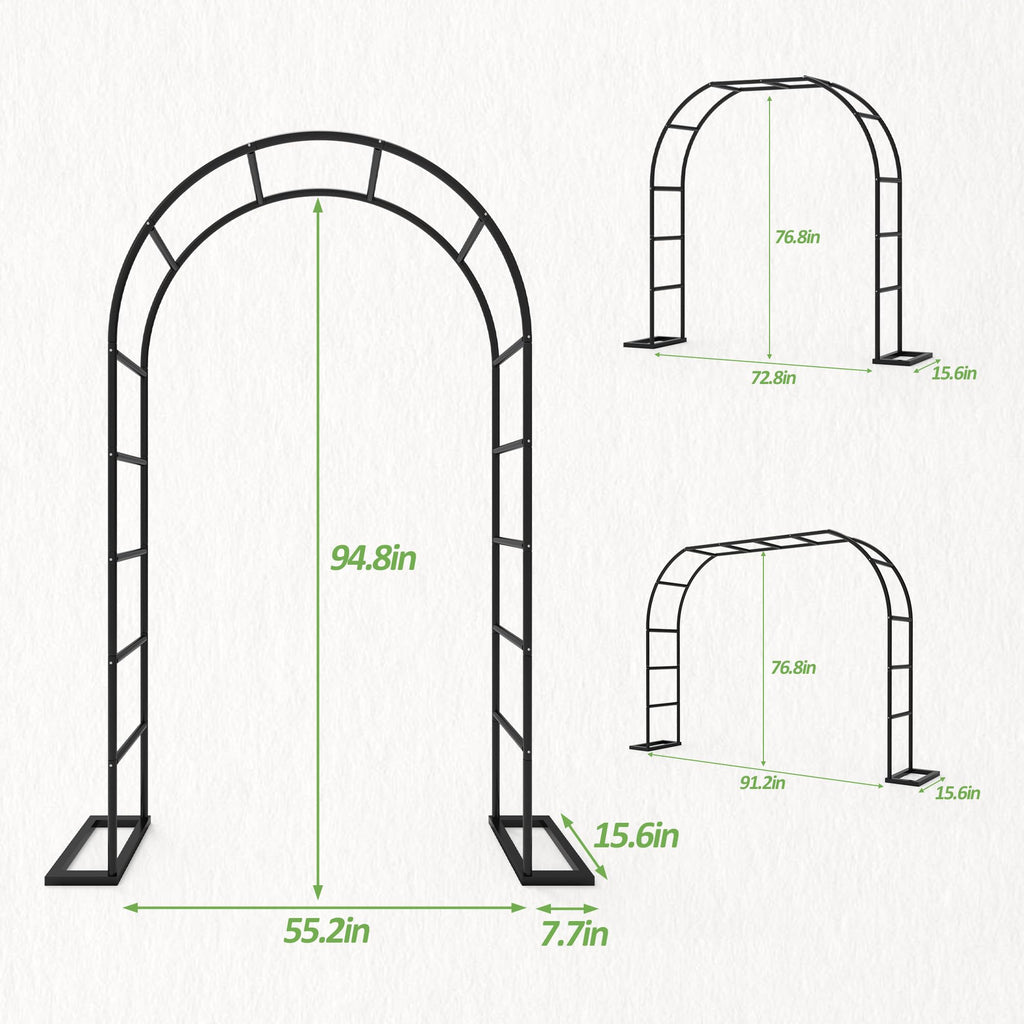 Trellume Garden Arch Trellis for Climbing Plants Outdoor, Wedding Arch with Base-94.5"(H)*55"(W), Balloon Arch Stand for Ceremony Valentines Day Birthday Baby Shower Garden Floral