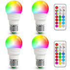 ILC RGB LED Light Bulb, A15 Color Changing 40W Equivalent, 5700K Daylight White, 450LM 5W E26 Screw Base RGBW, Mood Light Bulb - 12 Color Choices - Timing Infrared Remote Control Included (4 Pack)
