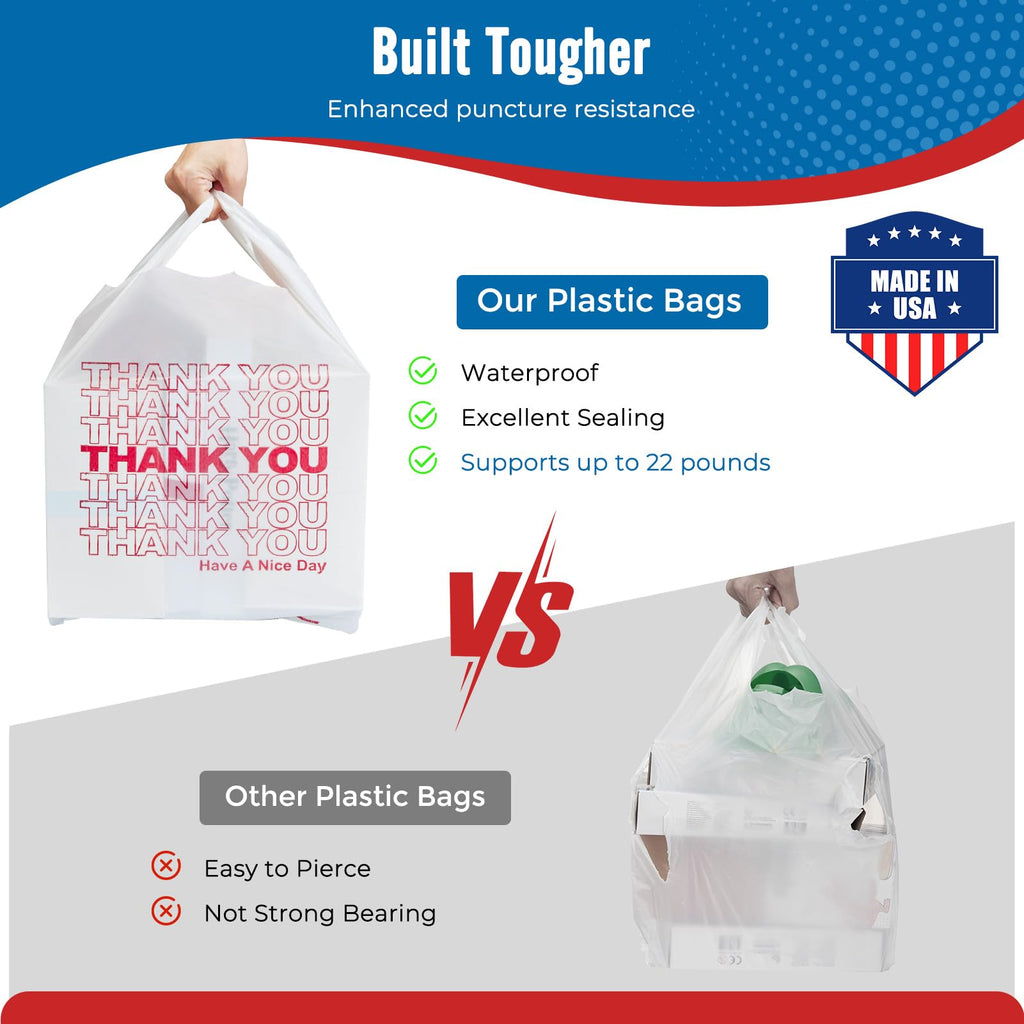 Fuxury 2000 Count - 2K Plastic Thank You T-shirt Bags White (11.5" x 6.5" x 21"), Grocery, Take Out, To Go, Retail Shopping Bags for Business in Bulk