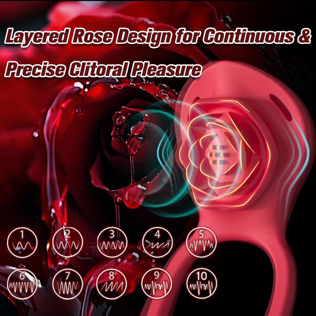 Couples Rose App Remote Control Wearable Vibrator, Couple Women Adult Sex Toys Games for Men, Hands Free Panty Clitoris Vibrator Vibrating Cock Ring, ZOOPLOU BDSM Female Sex Toy