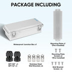 TICONN Outdoor Electrical Box Waterproof, Junction Box IP67 ABS Plastic Enclosure with Hinged Cover with Mounting Plate, Wall Brackets, Cable Glands (Off-White, 10.2"x4.3"x3.0")