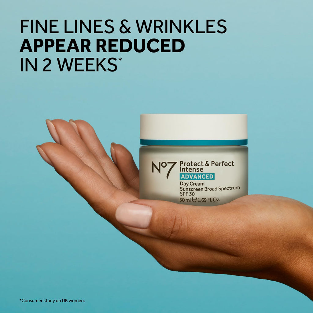 No7 Protect & Perfect Intense Advanced Face Cream - Hydrating Face Moisturizer with SPF - Formulated with Hyaluronic Acid & Collagen Peptide Technology to Help Reduce Fine Lines & Wrinkles (1.69 Oz)