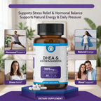 TRUEMED DHEA & Ashwagandha Supplement 385mg – Ashwagandha 250mg, DHEA 10mg, Vitamin C & B6 – Supports Relaxation, Natural Energy & Balanced Mood – Made in USA, 60 Vegan Capsules