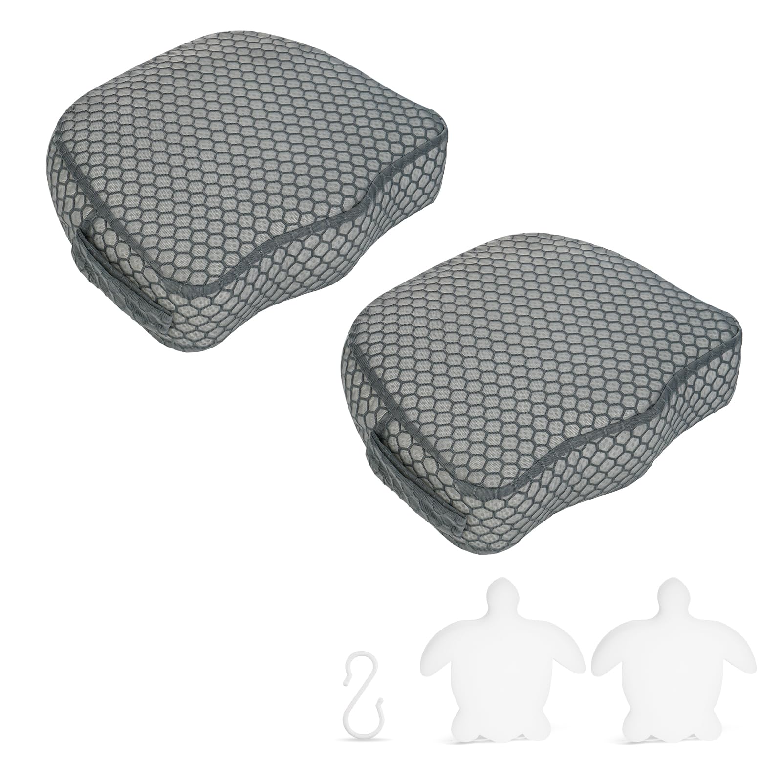 Hot Tub Booster Seat, Weighted SPA Booster Seat Cushion for Adults, 3D Air Mesh Hot Tub Seat Accssories with Non-Slip Micro Dot Bottom,Indoor or Outdoor Quick Dry Hot Tub Pillow (2 Pack-Grey)