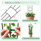 MEILIDY 32.6 Inch Expandable Plant Trellis with Tape Tie, Black, 2 Packs