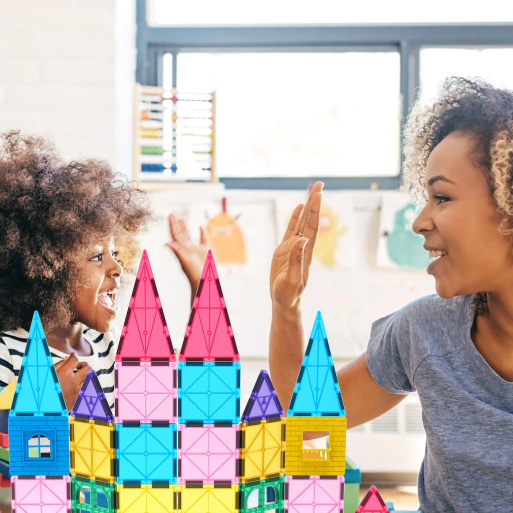 Jasonwell Magnetic Tiles Kids Magnetic Blocks 60PCS Building Sets 3D Magnet Tile Building Blocks Toy Construction Educational STEM Toys Gifts for Toddlers Boys Girls 3 4 5 6 7 8 9 10 + Year Old