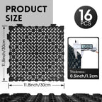 RITOLLO Modular Interlocking Cushion Drainage Floor Tiles, 16-Pack 11.8"x11.8" PVC Raised Non-Slip Interlocking Mats with Drain Holes for Deck, Pool, Garage, Shower, Patio, Bathroom, Sauna, Yard