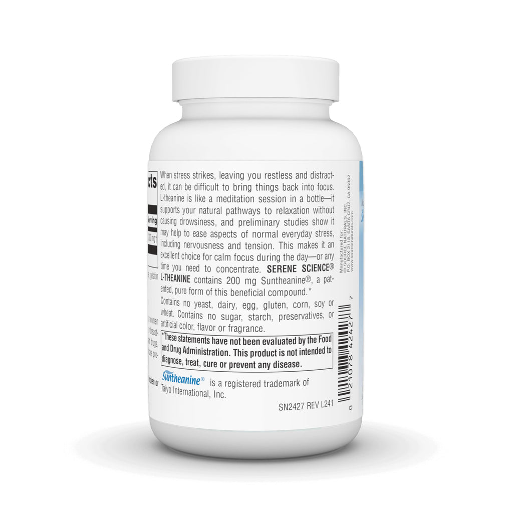 Source Naturals Serene Science L-Theanine, Made with Suntheanine, for Focused Relaxation, 200 mg - 120 Capsules
