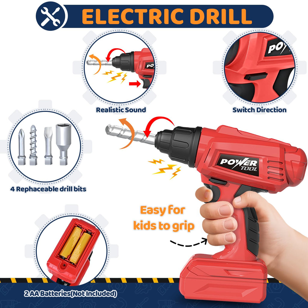 Kids Tool Bench with Electric Drill, Toddler Tool Set for Boys Ages 3-5 6-8