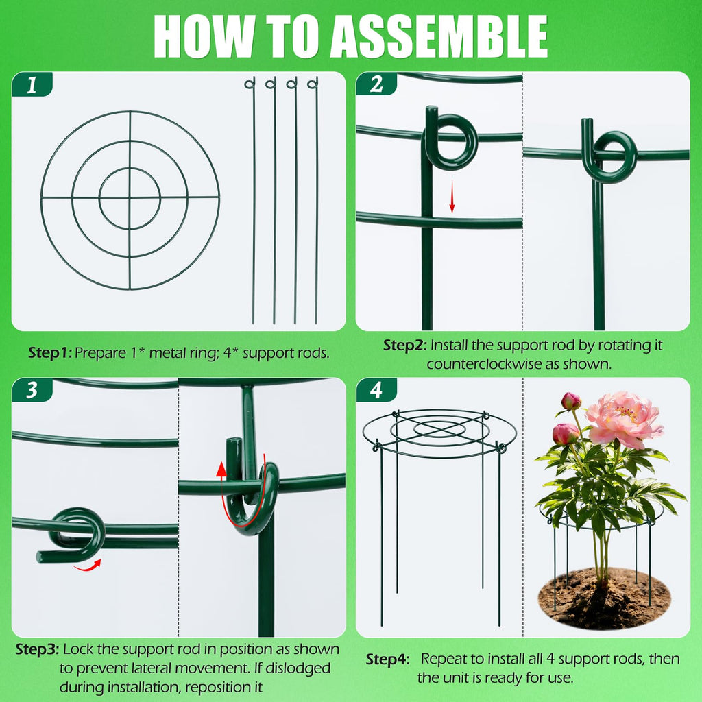 8 Pack Peony Cages and Supports, 11.5 x 20 Inch Plant Support Cage Set
