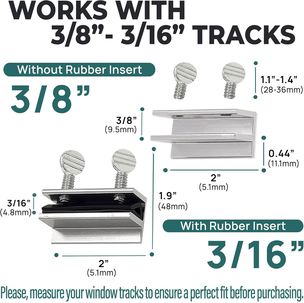 Window Locks, 15 Pack for Vertical and Horizontal Windows, Sliding Locks, Adjustable Aluminum Stoppers, Window Security, No-Drill Install, Fits Tracks up to 3/16" Wide