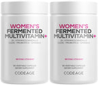 Codeage Women’s Daily Multivitamin, 25+ Vitamins & Minerals, Fermented, Organic Whole Foods, Probiotics Supplement - Vitamin A, B, C, D, E & K, Omega 3, Zinc – Vegan - 2 Pack