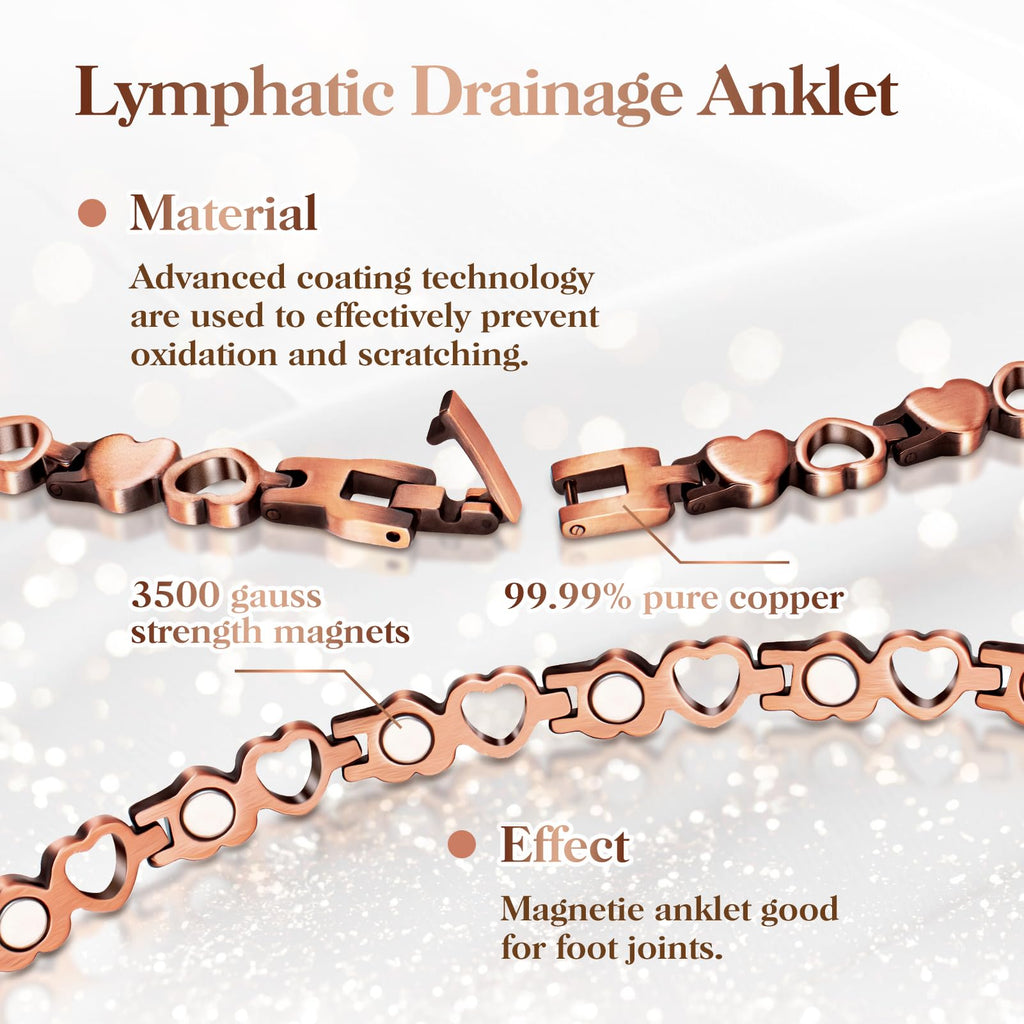 Copper Anklet for Women Magnetic Copper Anklet & Lymphatic Drainage Ring