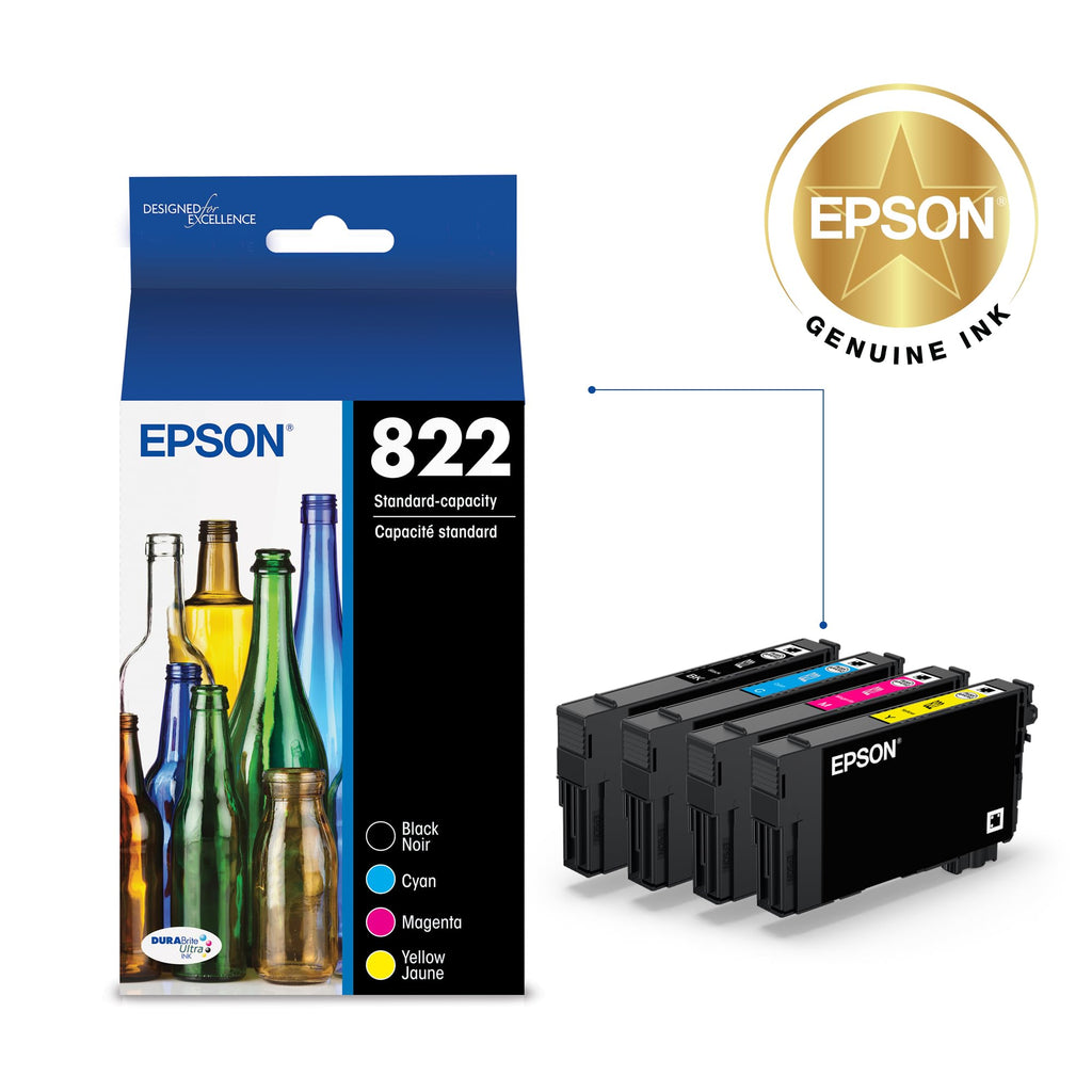 EPSON 822 DURABrite Ultra Ink Standard Capacity Black & Color Cartridge Combo Pack (T822120-BCS) Works with WorkForce Pro WF-3820,3823, 4820, 4830, 4833, 4834