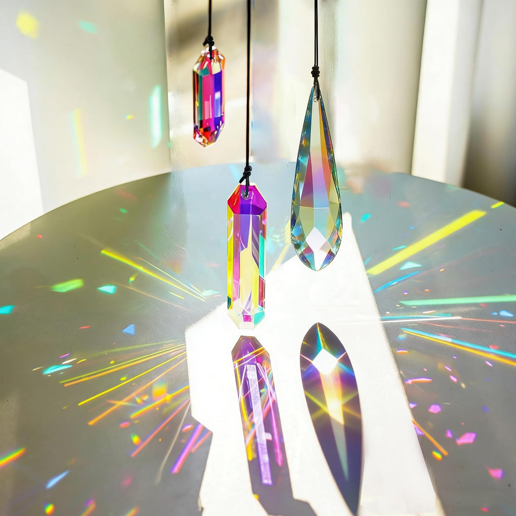 Set 3 Sun Catcher Crystal Prisms AB Colored Crystal Suncatchers for Window