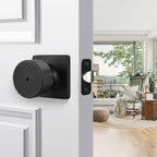 Goldenwarm Matte Black Door Knobs Interior, Privacy Bedroom Door Knob with Lock, Black Interior Door Knobs Bathroom 6 Pack