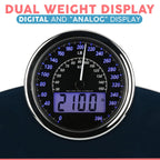 Adamson Hybrid 2-in-1 Analog & Digital Weighing Scale for Body Weight up to 400lbs - Thick Tempered Glass - Extra Large Display - Easy to Read Digital Bathroom Scale - New