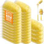Swilsweep 30 Count 360° Heavy Duty Duster Refills, Compatible with Swiffer Duster, Includes 1 Short Handle & 1 3 ft Extendable Handle, 4X Microfiber Cleaning Dusters, Disposable Unscented