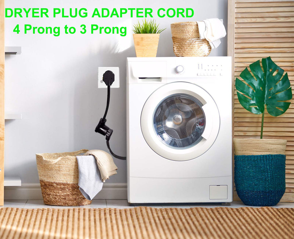 1.5FT 3 Prong to 4 Prong Dryer Adapter, 4 Prong to 3 Prong Dryer Adapter, NEMA 14-30P Male to 10-30R Female, Dryer Cord Adapter 4 to 3 Prong, STW 10AWG, 30A, 250V