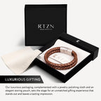 RTZN Brown Leather Bracelet for Men Premium Artisan Handcrafted Double Strand Braided Mens Bracelet (Medium)