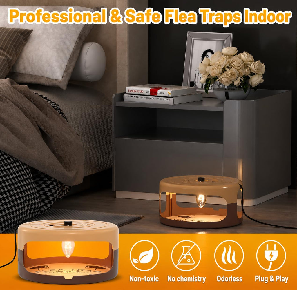 2 Pack Flea Traps for Inside Your Home, Indoor Flea Traps with 8 Sticky Pads, Flea Monitoring Trap for Home, Sticky Insect Catcher for Fleas, Moths & Gnats