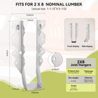 50 pcs 2x8 Joist Hanger,LU28 20 Gauge Galvanizing Face Mount Joist Hangers for Wood,Hurricane Tie for Rafter Fits Truss Connectors Rafter Hangers 2x8 Great for Floor Deck and Ceiling Joists