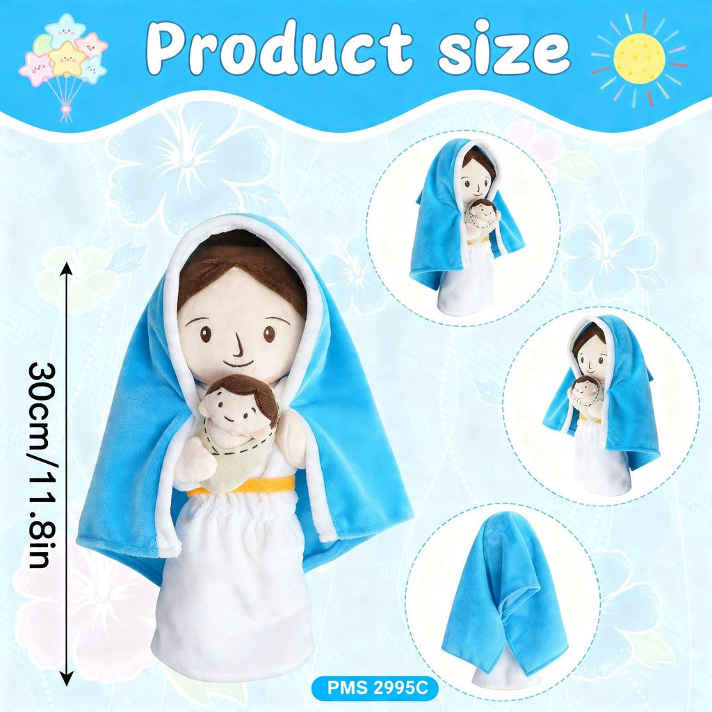 Yelakey Jesus Plush Virgin Mary Doll 11.8" Stuffed Religious Gift for Kids