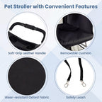 Giantex 3 Wheel Foldable Dog Stroller for Small Dogs Cats, Lightweight Pet Stroller with Lockable Wheels, One-Hand Quick Fold, Mesh Windows, Safety Leash & Storage Basket, Pet Travel Stroller (Black)