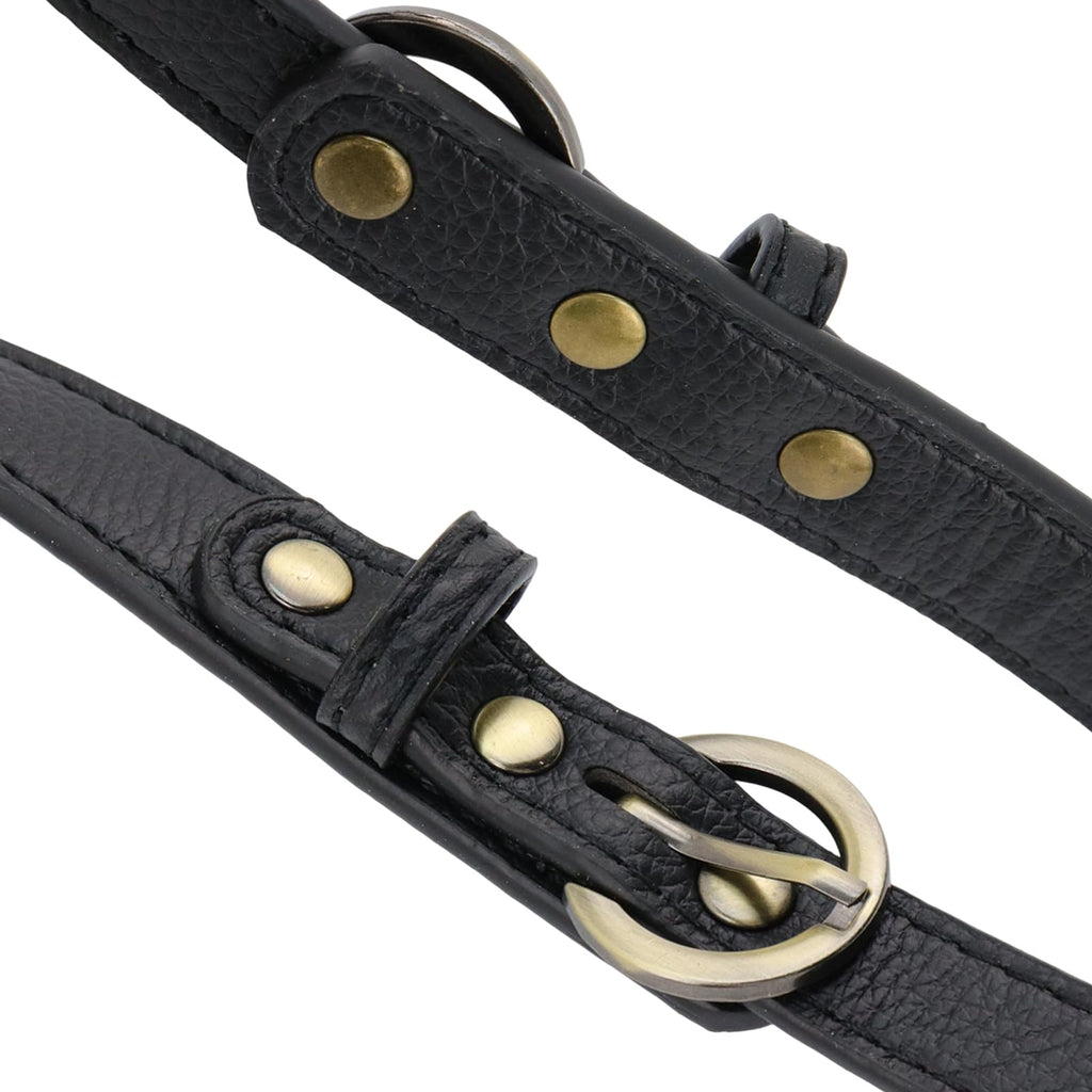 Semetall 2pcs Adjustable Handbag Straps - PU Leather Replacement Shoulder Strap Set for Purses, Totes, Bags (Black)