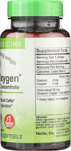 Herbs Etc. ChlorOxygen Chlorophyll Concentrate - Aids Healthy Blood Circulation - High-Altitude Environment Support - Energy Support - 60 Softgels (60 Servings)