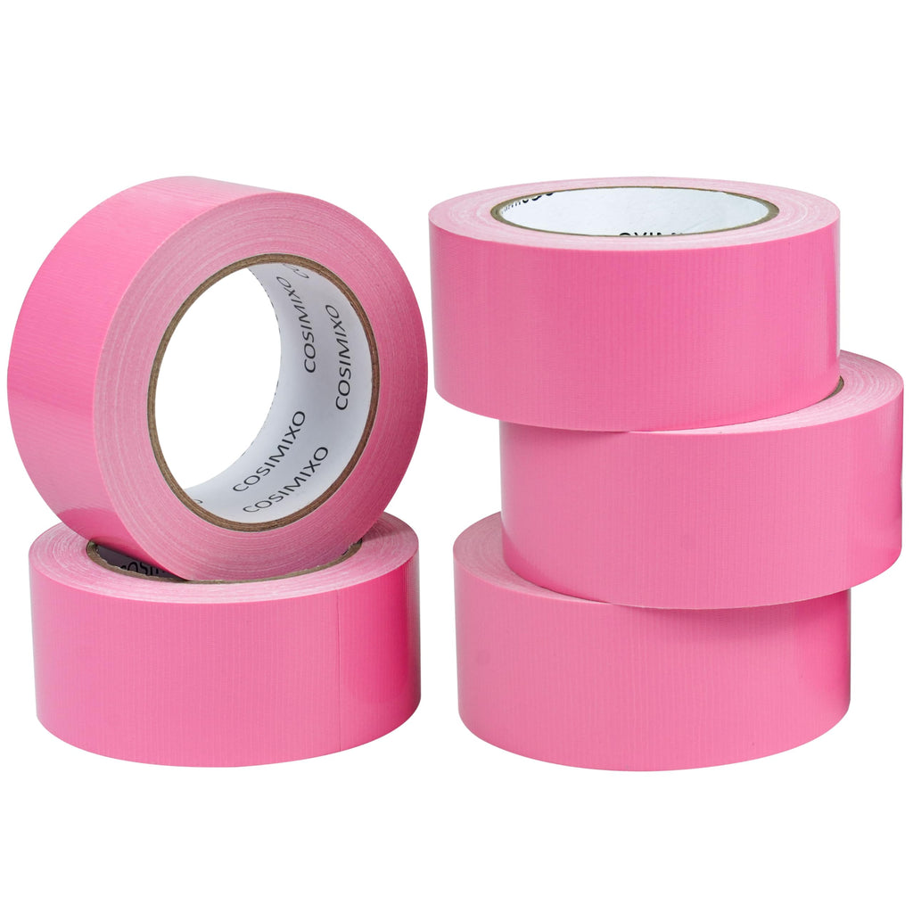 COSIMIXO 5-Pack Pink Heavy Duty Duct Tape, 2 inches x 30 Yards, Strong, Flexible, No Residue, All-Weather and Tear by Hand - Bulk Value for Repairs, Industrial, Professional Use