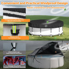 SAFANA 15FT Round Pool Covers for Above Ground Pools, Upgrade 420D Durable 15 foot Swimming Pool Cover Protective Leaf Cover with Reflective Strip Superior Windproof Tear Resistant UV Resistance Black