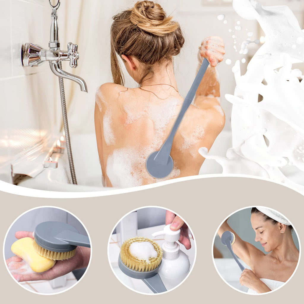 Back Brush Long Handle for Shower, 20.5” Back Bath Brush for Shower, Back Scrubber, Exfoliation and Improved Skin Health for Elderly with Limited Arm Movement, Disabled, Pregnant Women