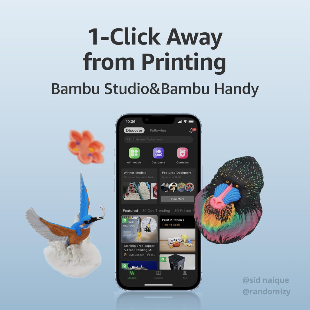 Bambu Lab A1 Combo + LED Lamp Kit, Multi-Color 3D Printing (with AMS lite)
