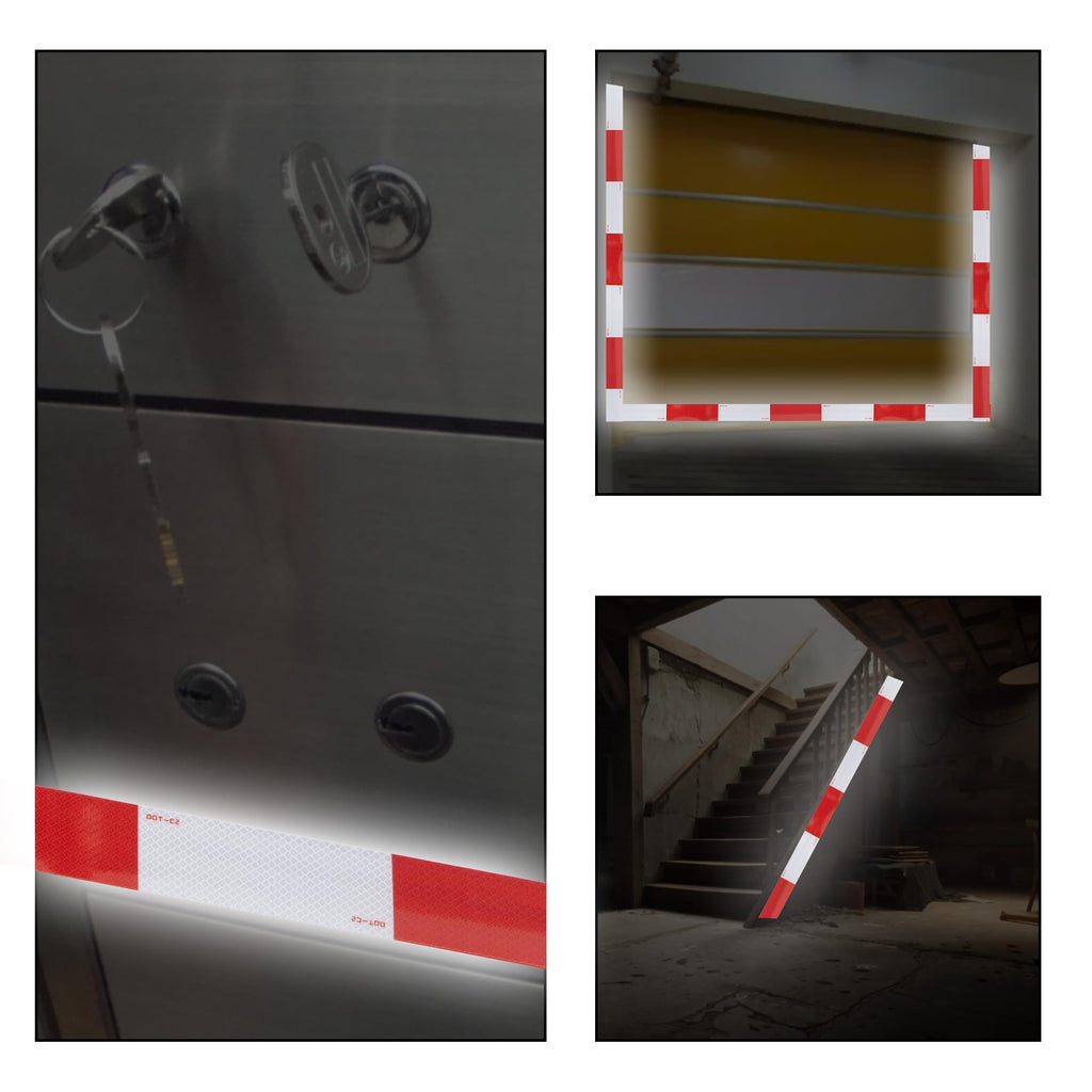 SWRT DOT-C2 Reflective Tape 2 Inch x 30 Feet Red White Reflective Tape Outdoor Waterproof Conspicuity Strong Adhesive Reflector Tape Warning Safety Tape for Vehicles Trailers Boats Signs