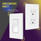ENERLITES Screwless Decorator Wall Plate Child Safe Outlet Cover, Size 1-Gang 4.68" H x 2.93" L, Polycarbonate Thermoplastic, SI8831-W-10PCS, White (10 Pack)