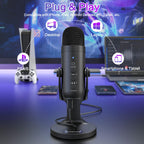 ZealSound Podcast Microphone for PC, Noise Cancellation USB Mic with Gain, Volume Adjustment & Mute Button, Monitoring & Echo, for YouTube, TikTok, Podcasting, Streaming, iPhone, iPad, Android, Mac