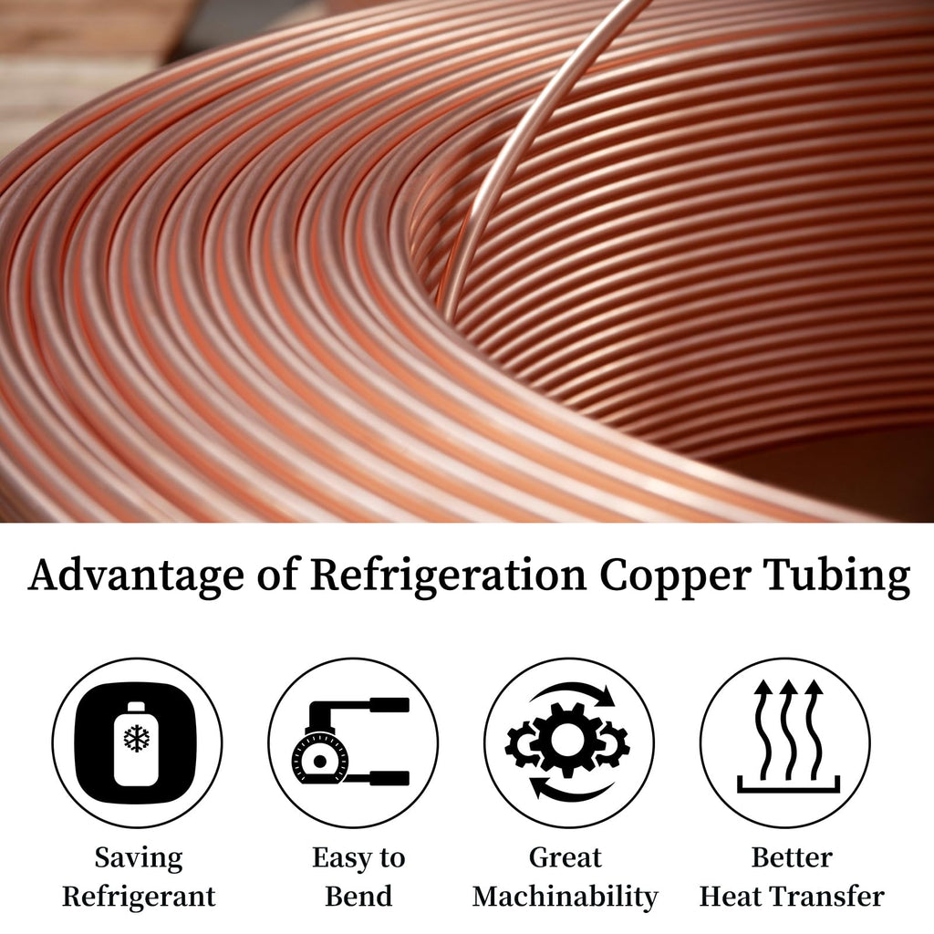 GOORY Copper Tubing 1/8" OD x 0.07" ID x 25 Ft - 99.9% C12200 Pure ACR Tube - ASTM B280 Refrigeration T2 Copper Tube Soft Coil - Round Seamless Tubing for Refrigerator HVAC System Industry DIY