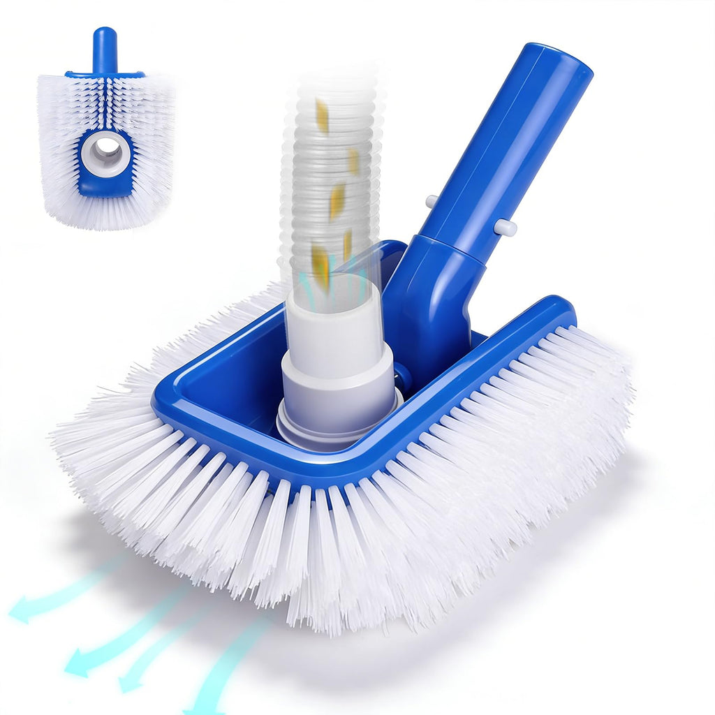 Pool Vacuum Head Brush for Inground & Above Ground Pools, Heavy Duty Round Scrubber Pool Brush with 1/4" or 1/2" Swivel Hose Connection, No Pole