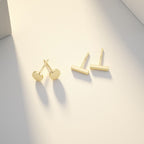 JIAYIQI 2 Pairs 14K Gold Plated Stud Earrings for Women, Minimalist 925 Sterling Silver, Hypoallergenic Small Bar and Dot Ear Studs for Multiple Piercings Jewelry