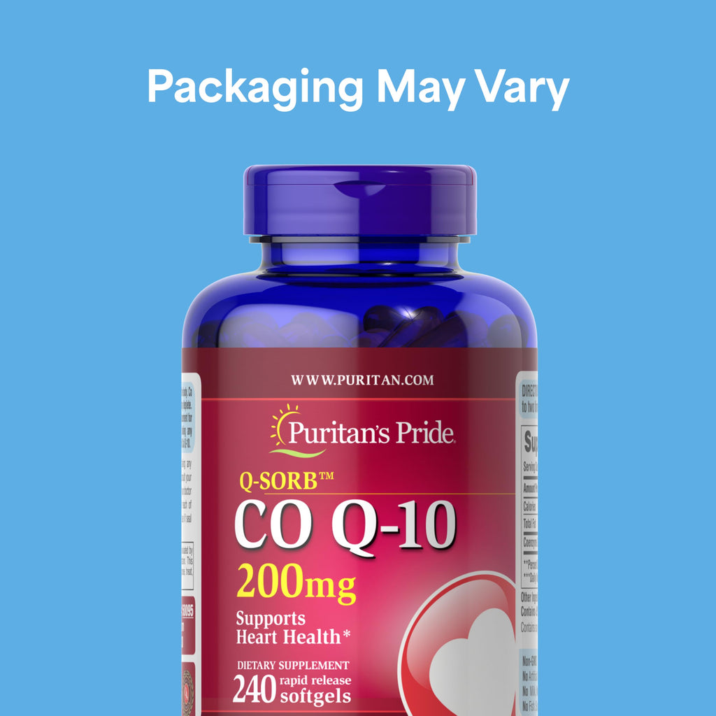Puritan's Pride Coenzyme CoQ10 200mg,Dietary Supplement for Heart Health,Blood Pressure,Oral Gum Health,and Healthy Aging Support,240 Servings,Rapid Release Softgels,(Pack of 2)