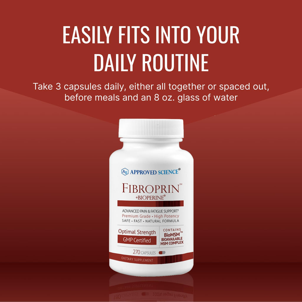 Approved Science Fibroprin - Ease Nerve and Muscle Aches - Improve Mobility - 270 Capsules - 3 Month Supply - Made in The USA